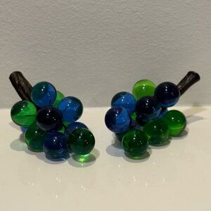 Vintage Pair of MCM Green & Blue Lucite Grape Clusters